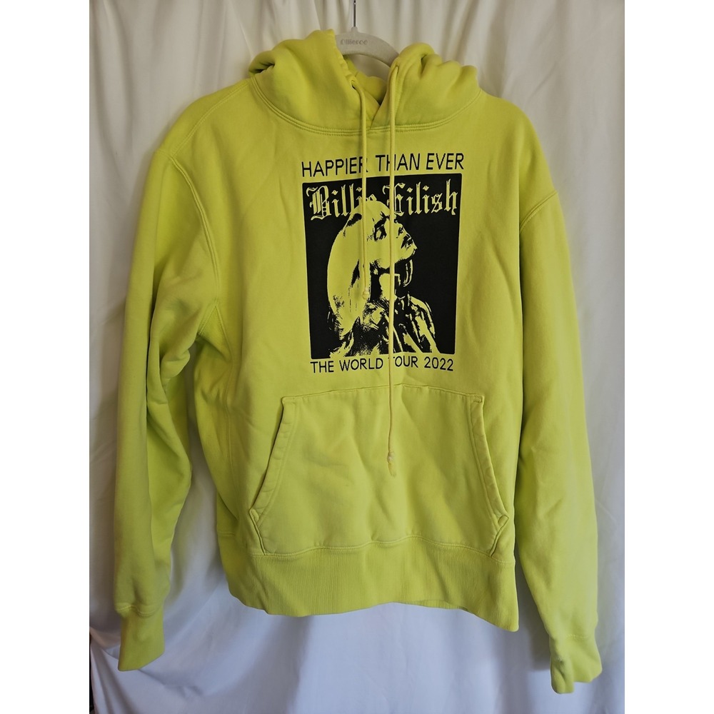 Billie Eilish Hoodie Mens M Lime Good Happier Than Ever 2022 World Tour Concert
